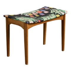 Diseñador sueco, taburete, madera, tela, Suecia, década de 1950