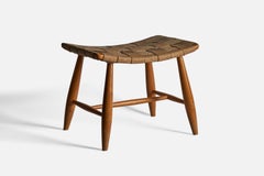 Diseñador sueco, Taburete. Madera, correas de yute, Suecia, años 40