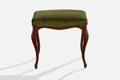 Swedish Designer, Stool, Wood, Mohair, Sweden, 1930s