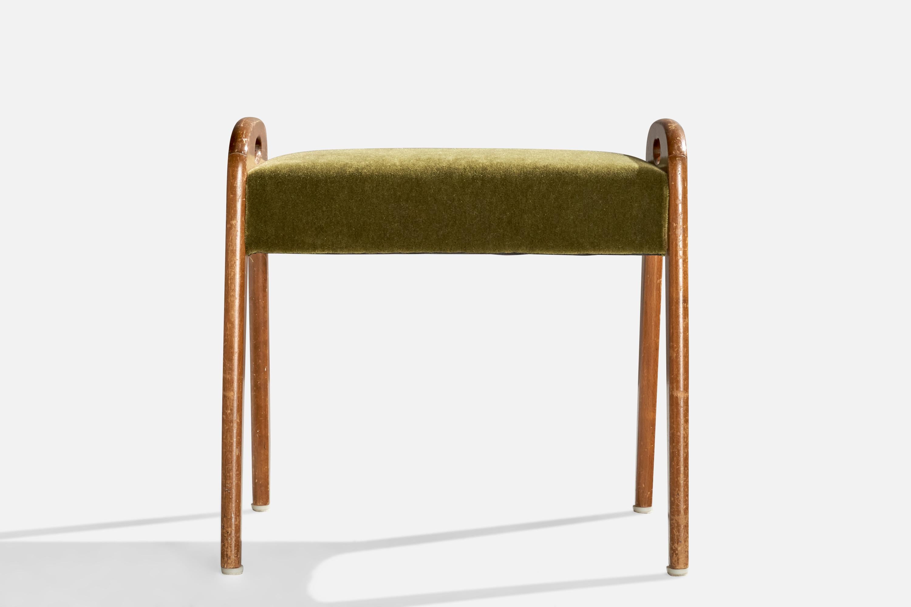 Suédois Tabouret suédois, bois, mohair, Suède, années 1940 en vente