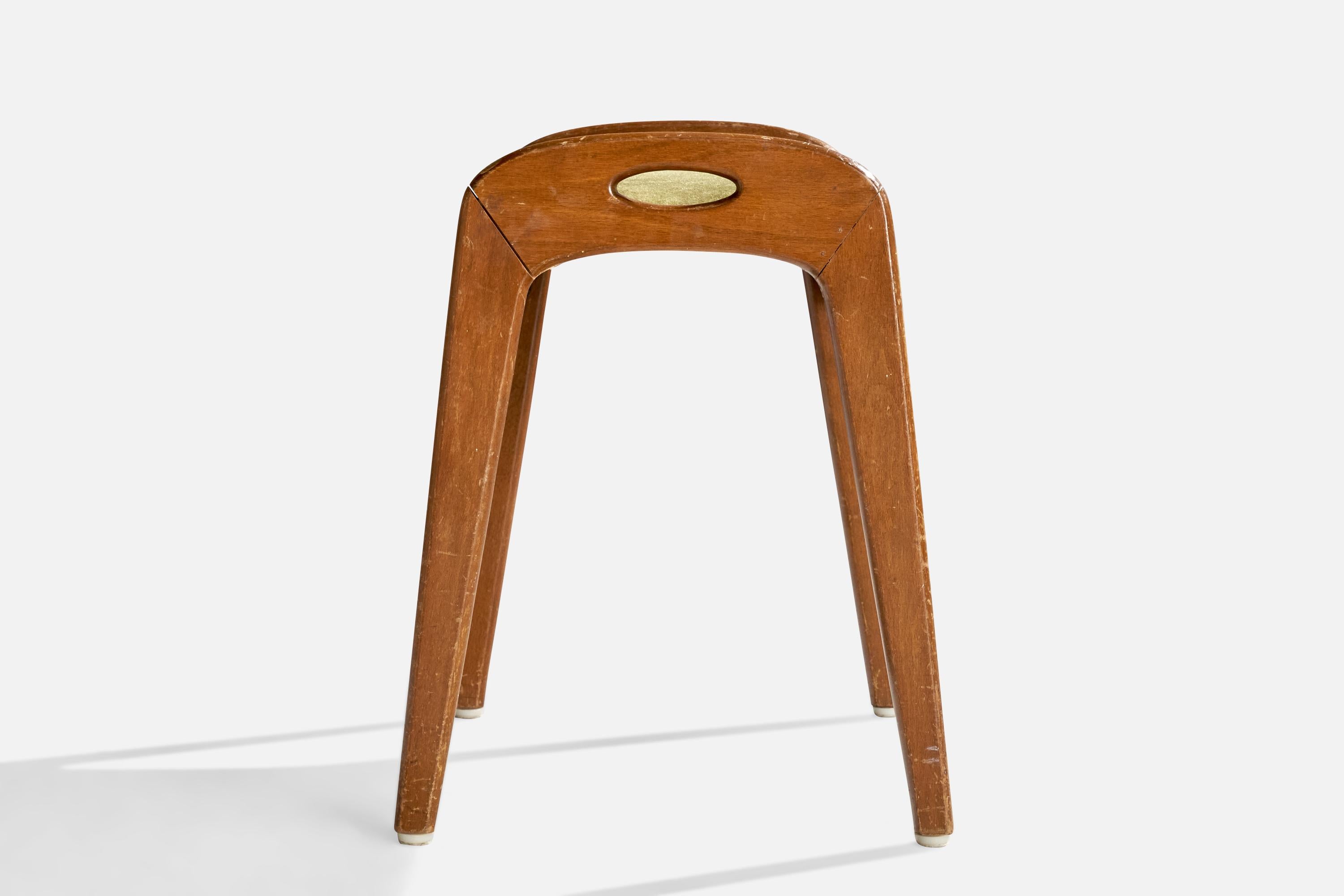 Tabouret suédois, bois, mohair, Suède, années 1940 Bon état - En vente à High Point, NC