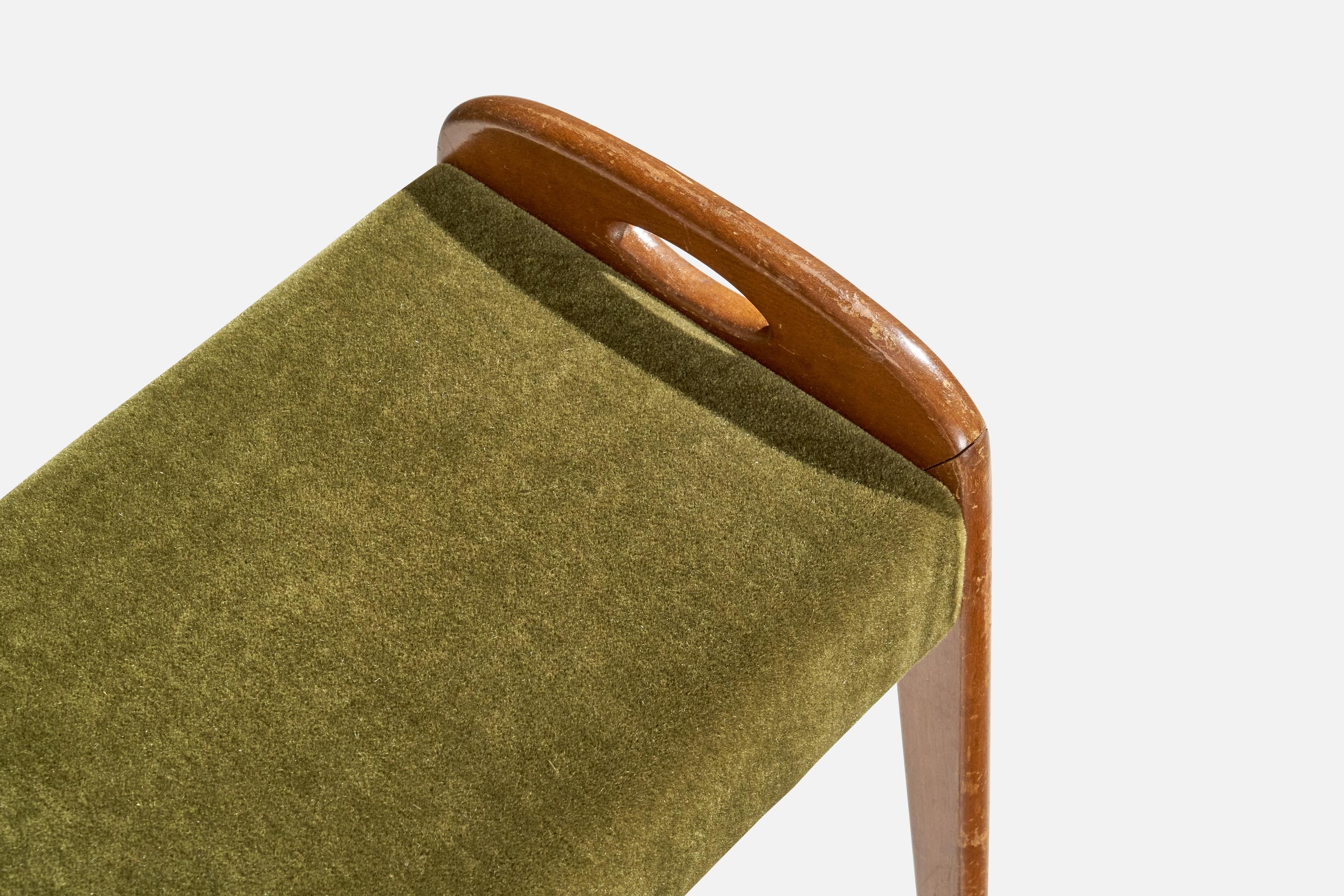 Milieu du XXe siècle Tabouret suédois, bois, mohair, Suède, années 1940 en vente