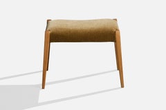 Swedish Designer, Stool, Wood, Mohair, Sweden, 1950s