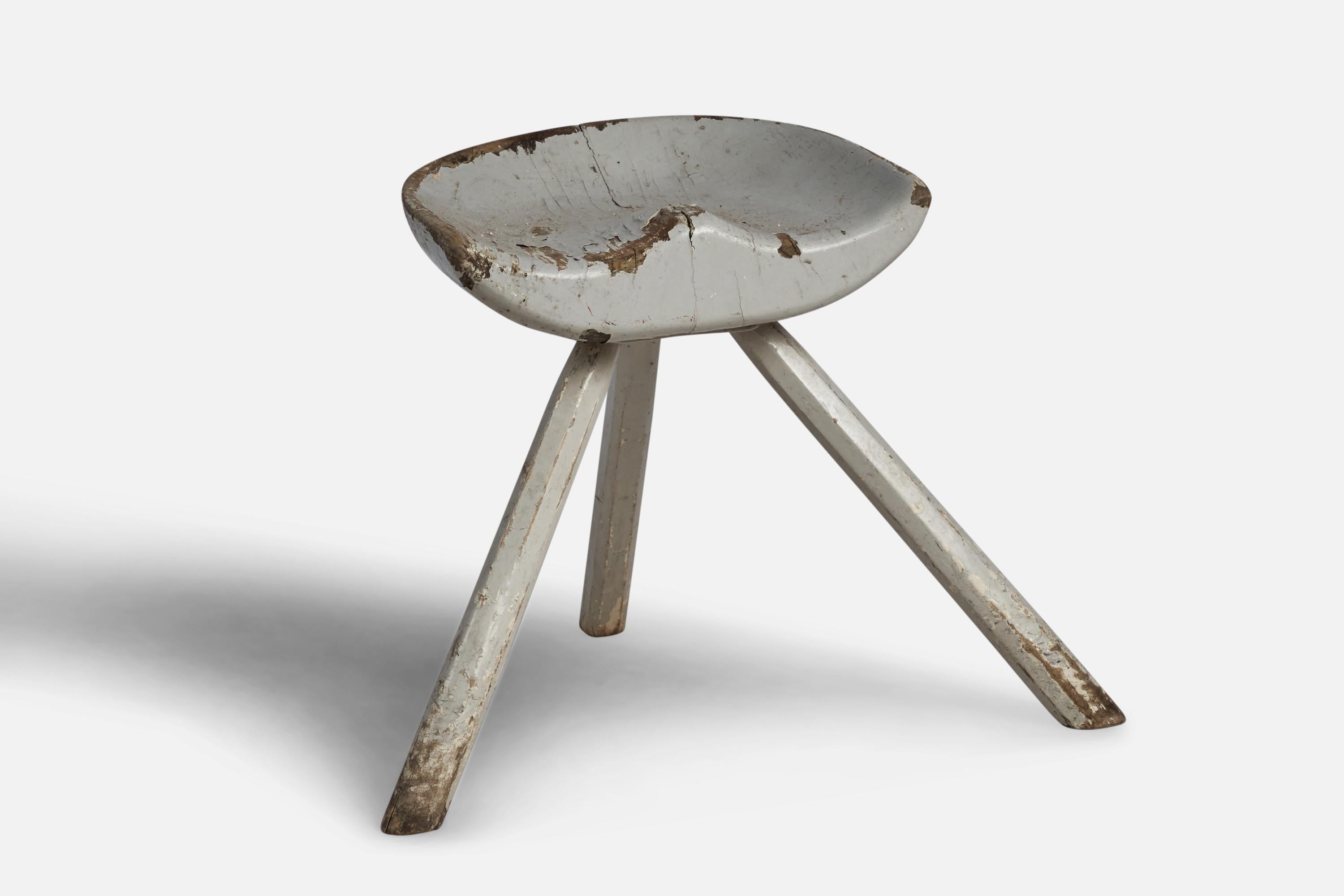 A grey-painted stool designed and produced in Sweden, c. 1930s.