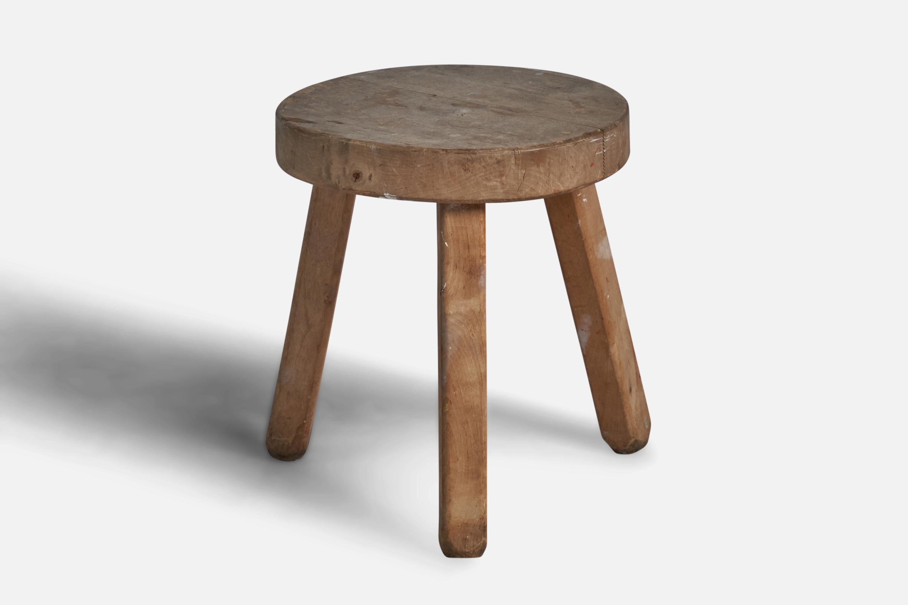 A wood stool designed and produced in Sweden, c. 1930s.
