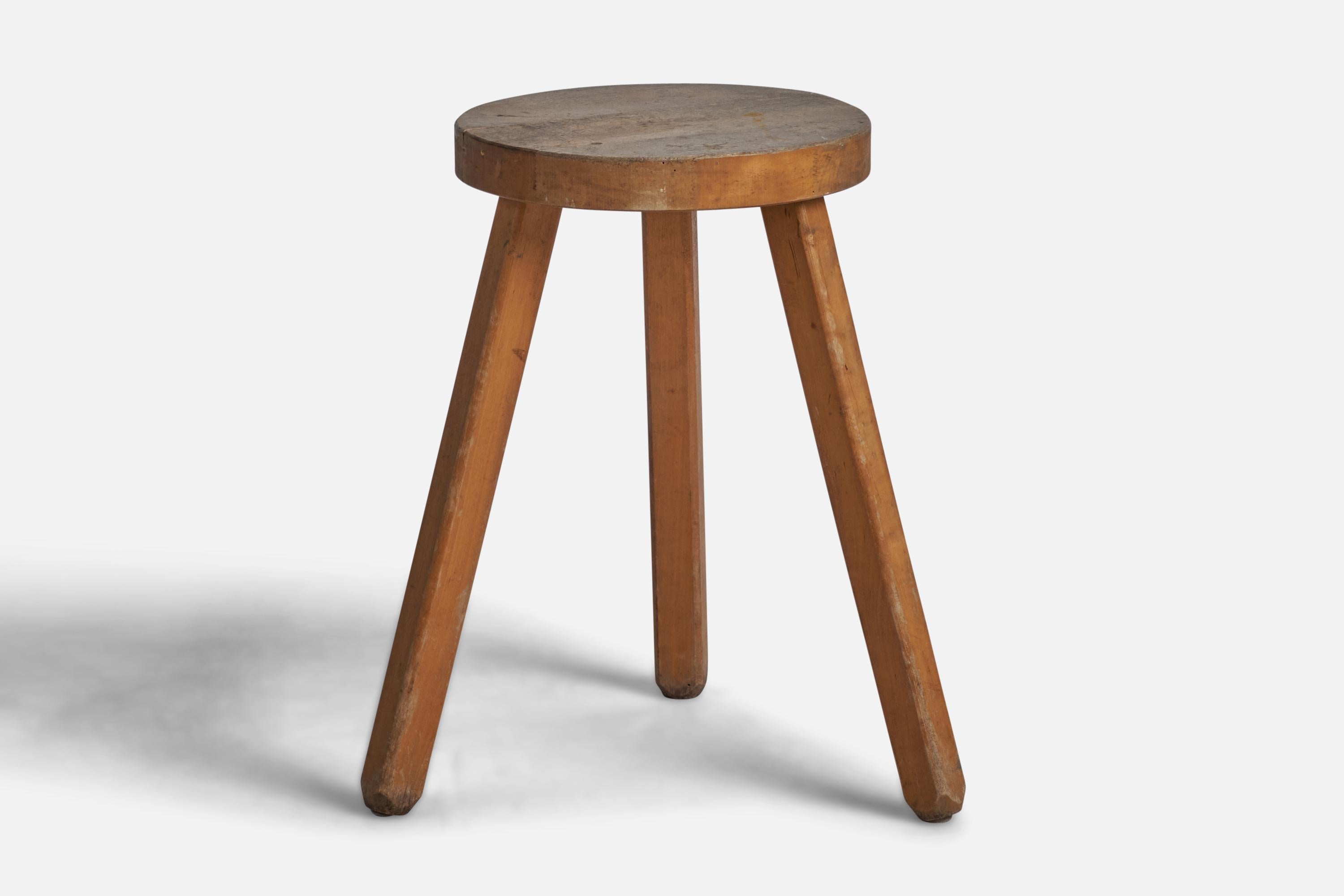 A wood stool designed and produced in Sweden, 1940s.