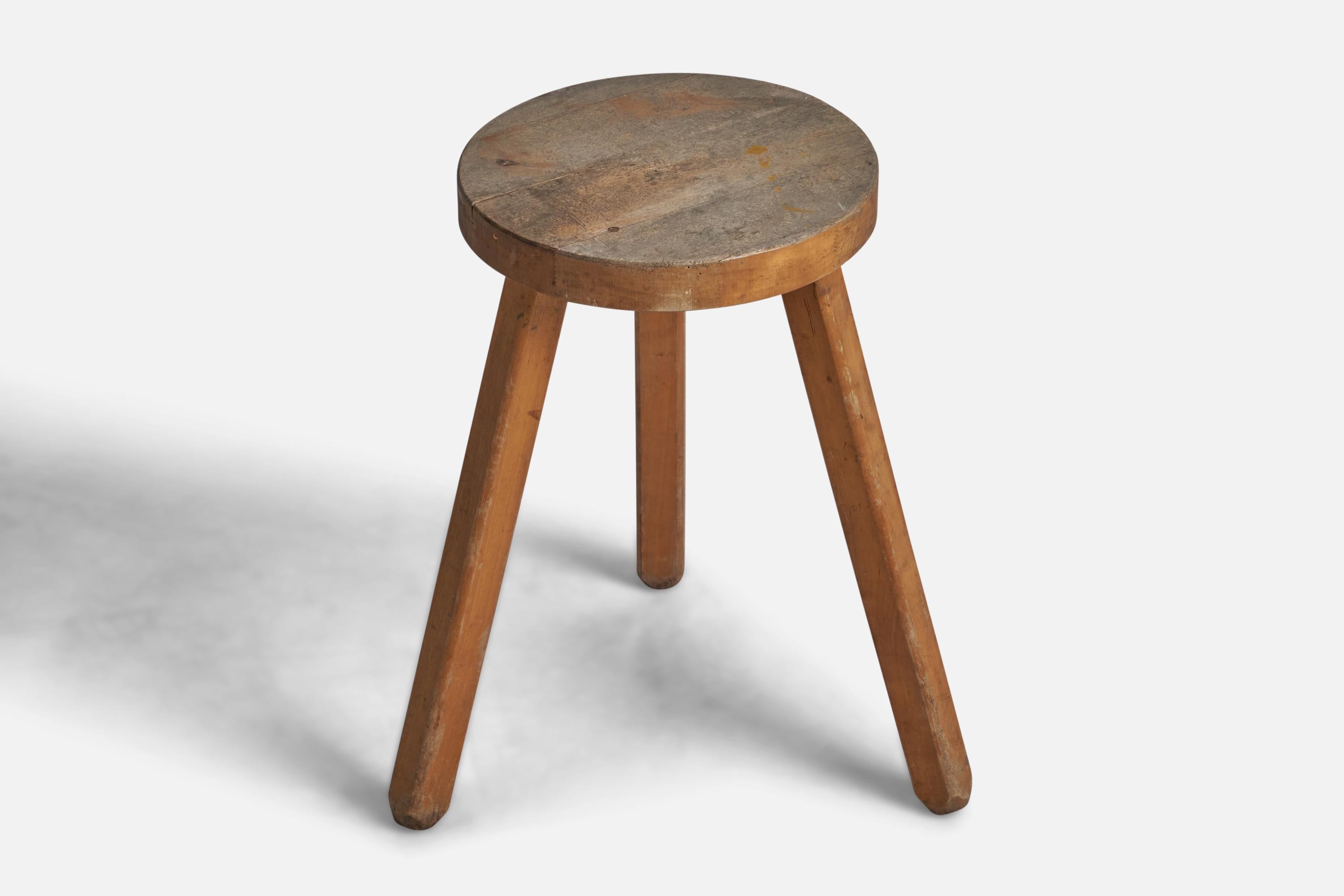 round wooden bathroom stool