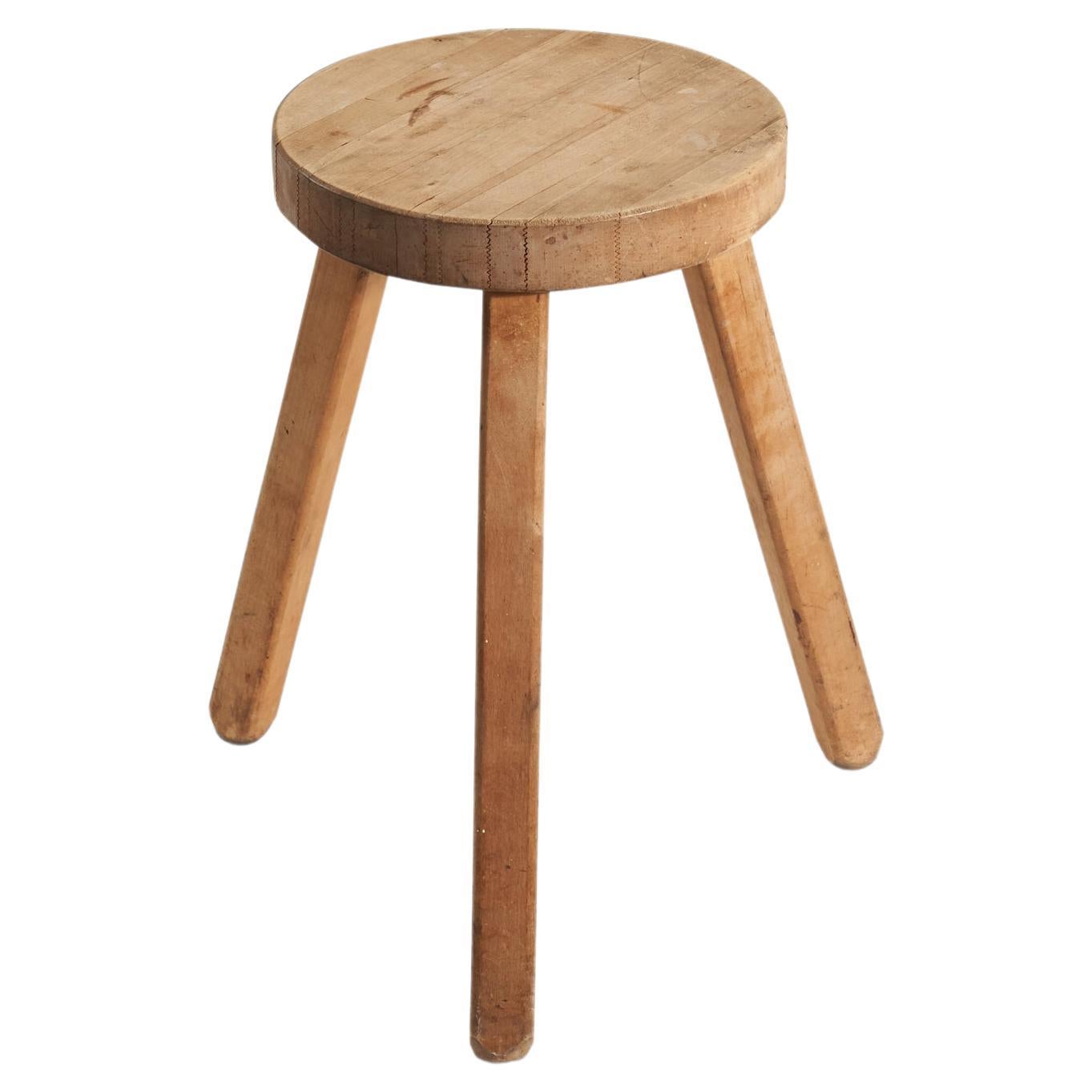 Swedish Designer, Stool, Wood, Sweden, 1950s For Sale