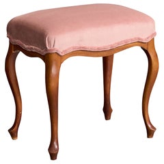 Schwedischer Designer, Hocker, Holz, Samt, Schweden, 1940er Jahre