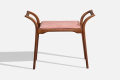 Designer suédois, tabouret, Wood, velours, Suède, années 1950