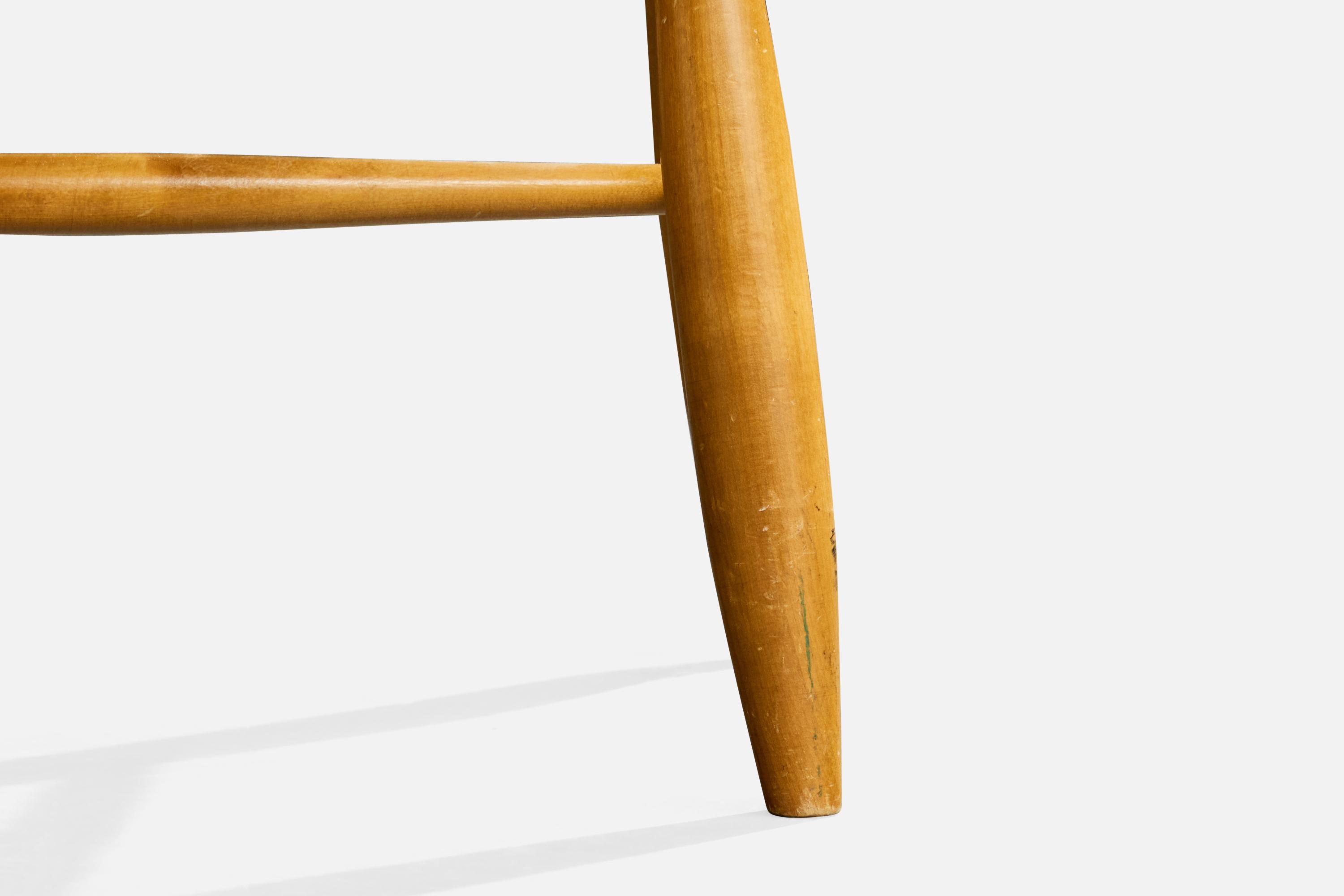 Schwedischer Designer, Hocker, Holz, Gurtband, Schweden, 1940er Jahre im Angebot 5