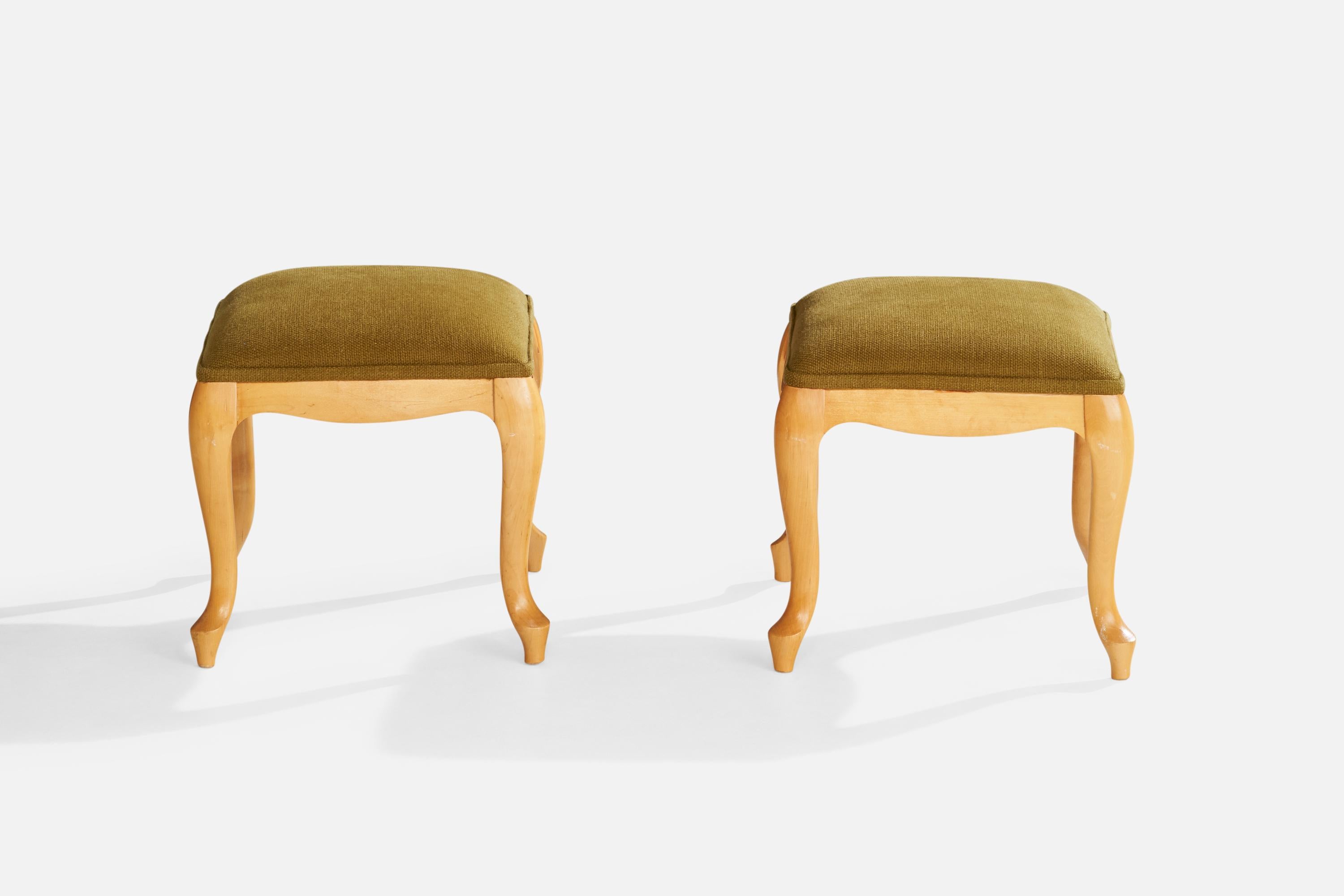 Suédois Designer suédois, tabourets, bouleau, tissu, Suède, années 1920 en vente