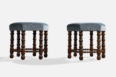 Designer svedese, sgabelli, rovere, tessuto, Svezia, anni ’30
