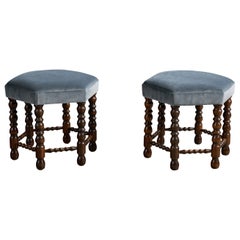 Designer svedese, sgabelli, rovere, tessuto, Svezia, anni ’30