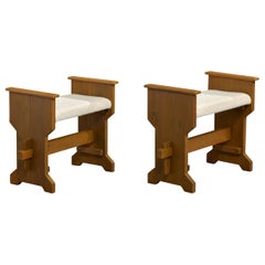 Swedish Designer, Stools, Pine, Fabric, Sweden, 1970s
