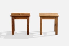 Schwedische Designerin, Hocker, Kiefernholz, Schweden, 1970er Jahre