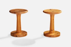 Swedish Designer, Stools, Pine, Sweden, 1970s