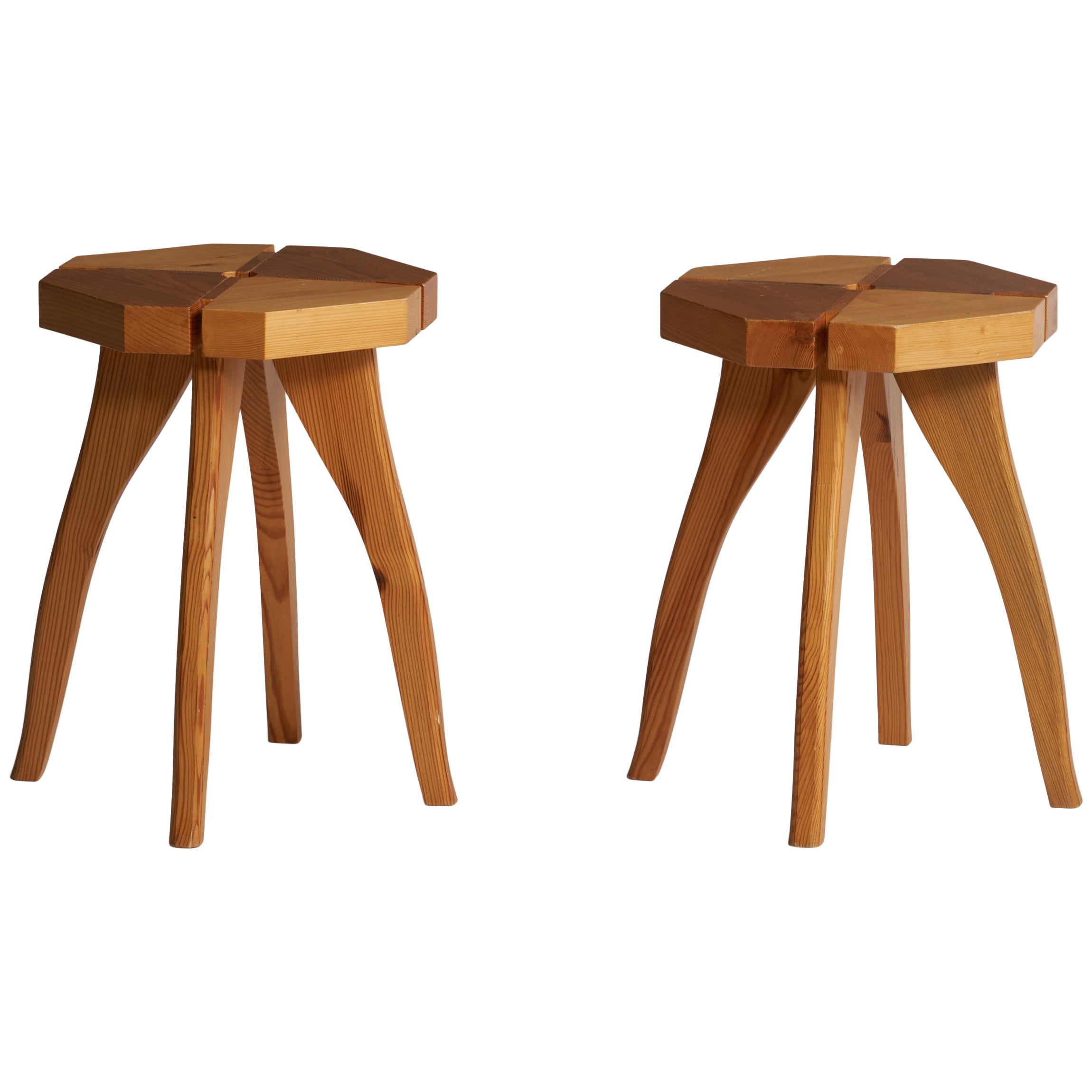 Sgabelli di design svedese, Pino, Svezia, anni '70