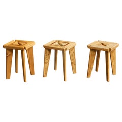 Swedish Designer, Stools, Pine, Sweden, 1970s