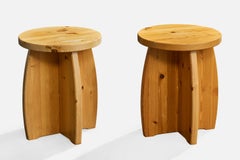 Swedish Designer, Stools, Pine, Sweden, 1980s
