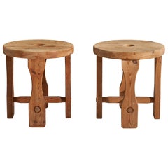 Swedish Designer, Stools, Pine, Sweden, c. 1940s
