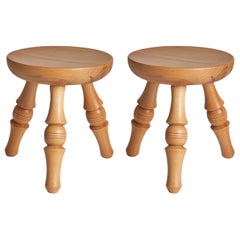 Schwedischer Designer, Hocker, Kiefer massiv, Schweden, 1970er