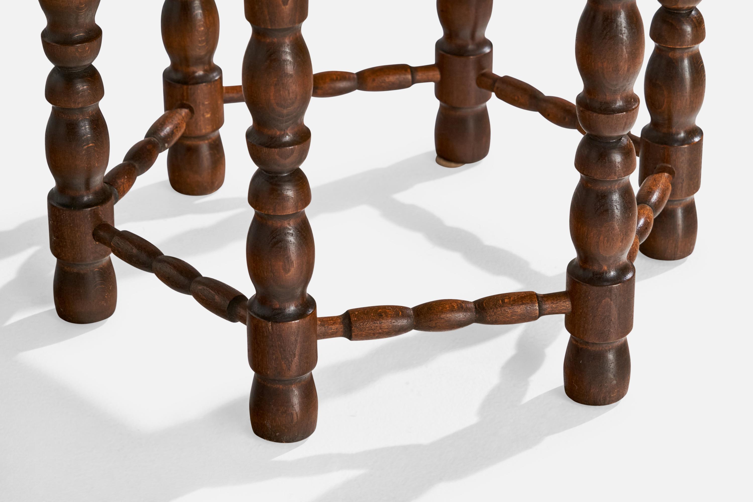 Swedish Designer, Stools, Wood, Mohair, Sweden, 1920s 2