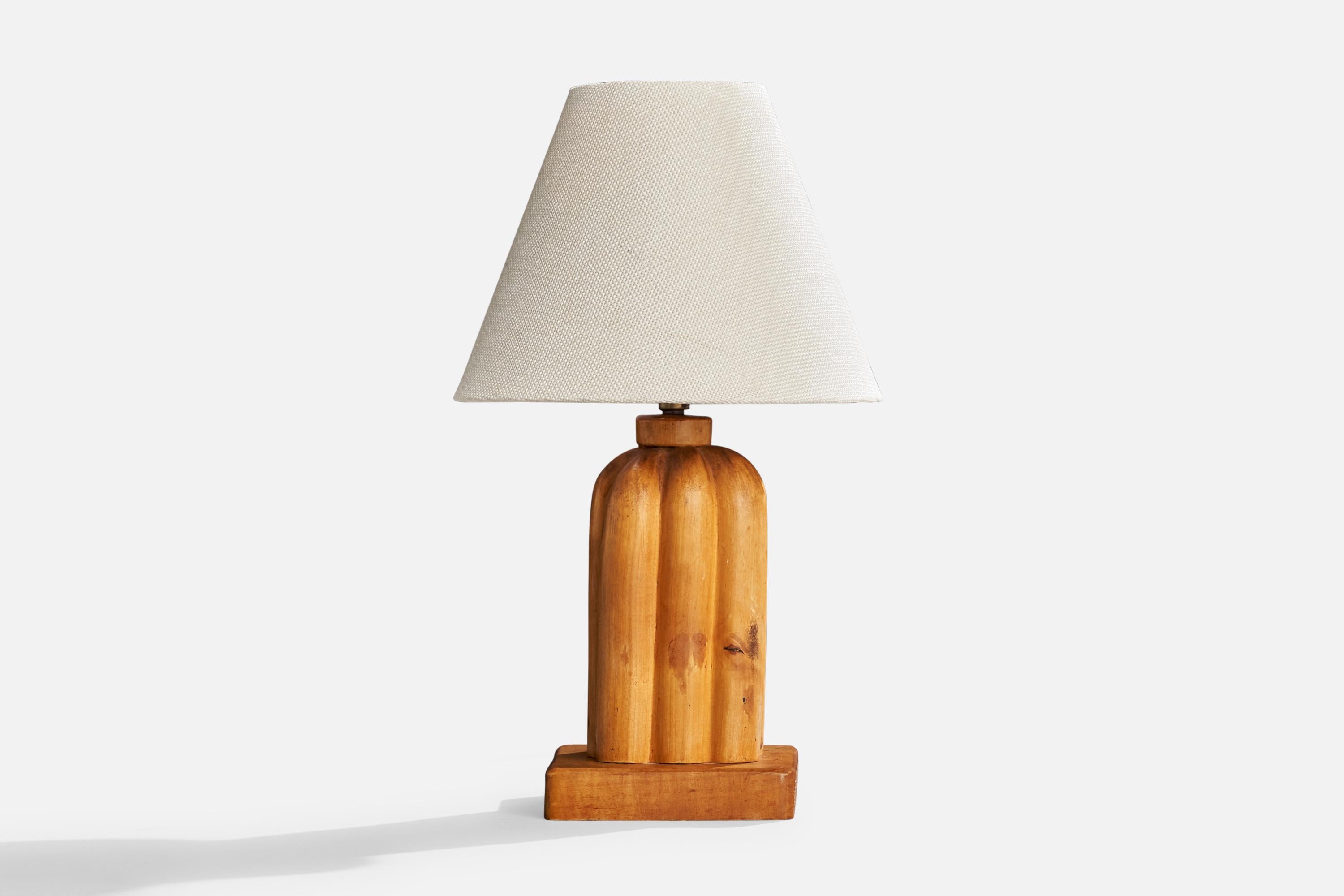 Scandinave moderne Designer suédois, lampe de bureau, bouleau, laiton, Suède, années 1920 en vente