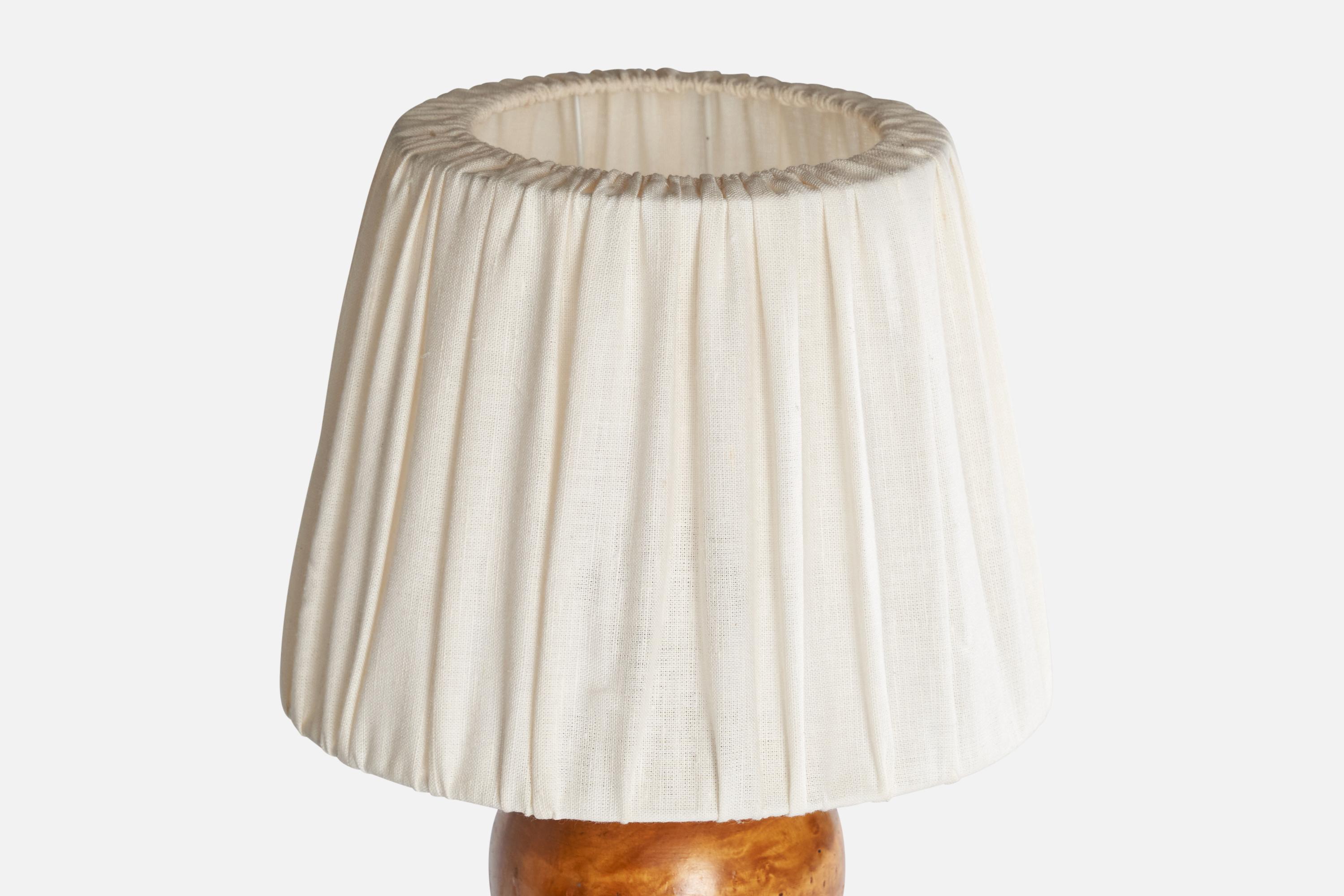 Swedish Designer, Table Lamp, Birch, Fabric, Sweden, 1920s In Good Condition For Sale In High Point, NC