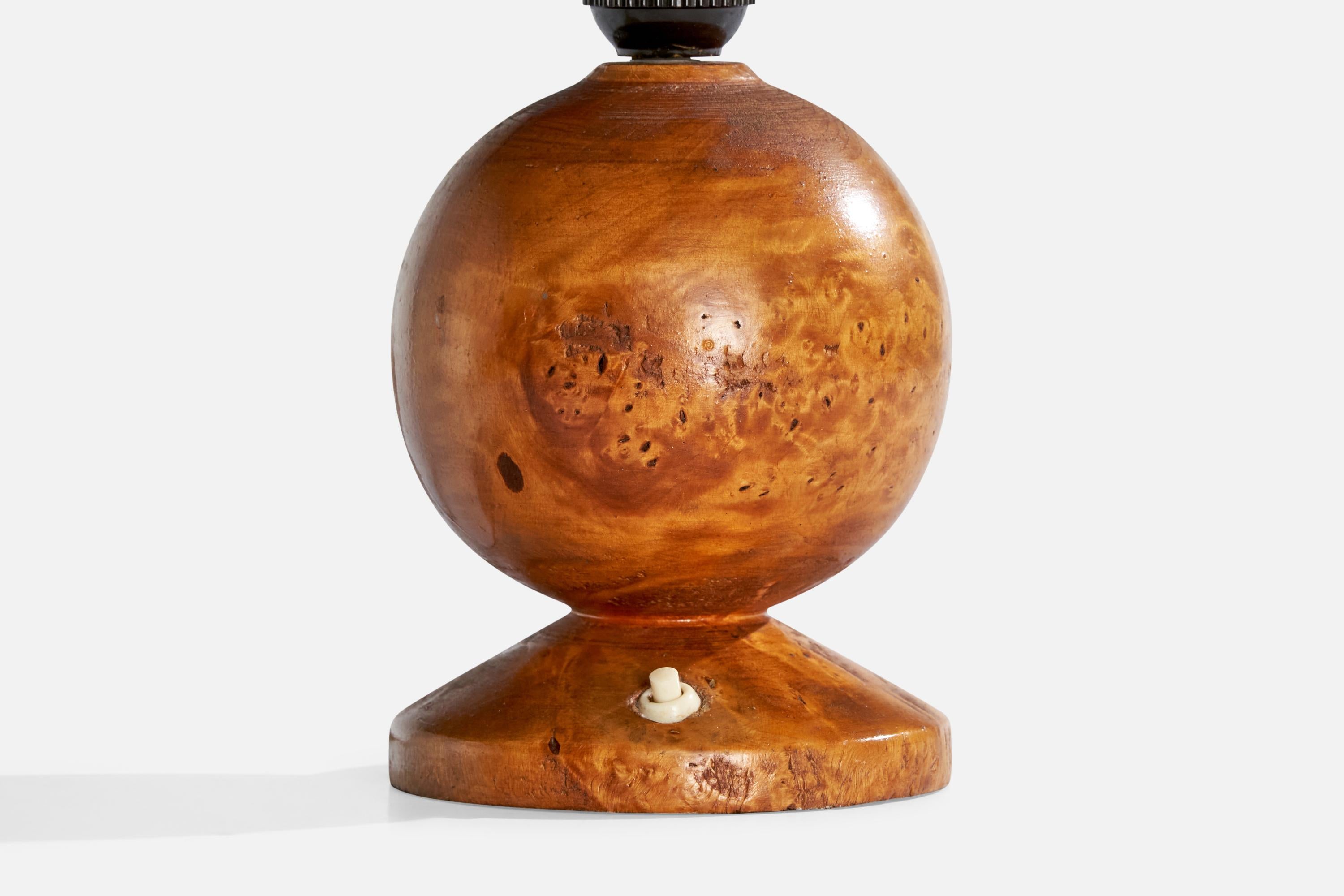 Swedish Designer, Table Lamp, Birch, Fabric, Sweden, 1920s For Sale 1