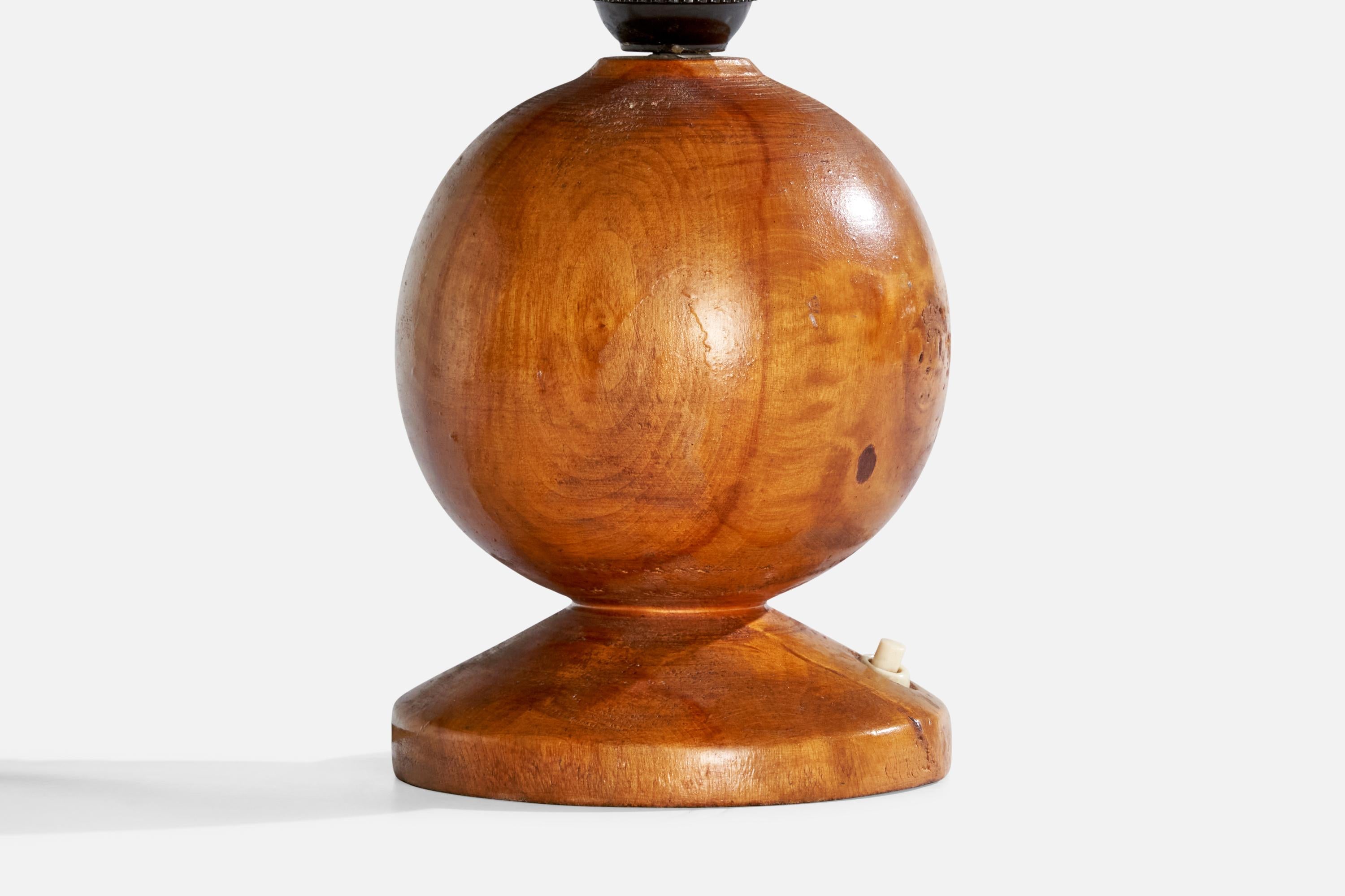 Swedish Designer, Table Lamp, Birch, Fabric, Sweden, 1920s For Sale 2