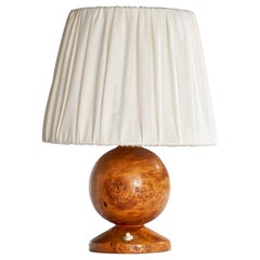 Swedish Designer, Table Lamp, Birch, Fabric, Sweden, 1920s