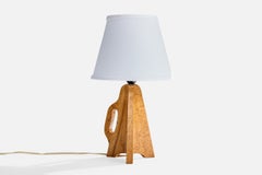 Schwedische Designerin, Tischlampe, Birke, Schweden, 1960er Jahre