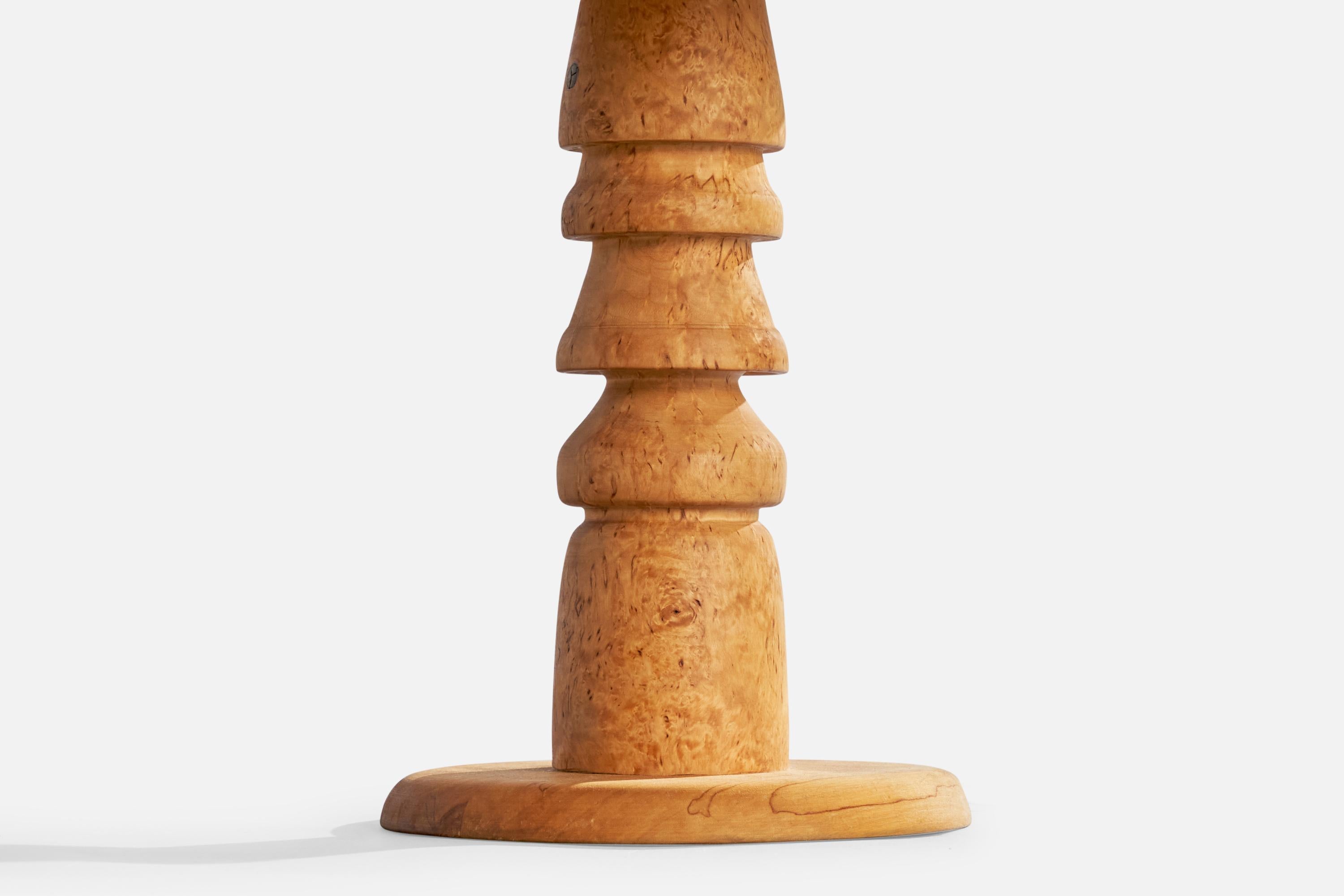 Swedish Designer, Table Lamp, Birch, Sweden, 1970s For Sale 7