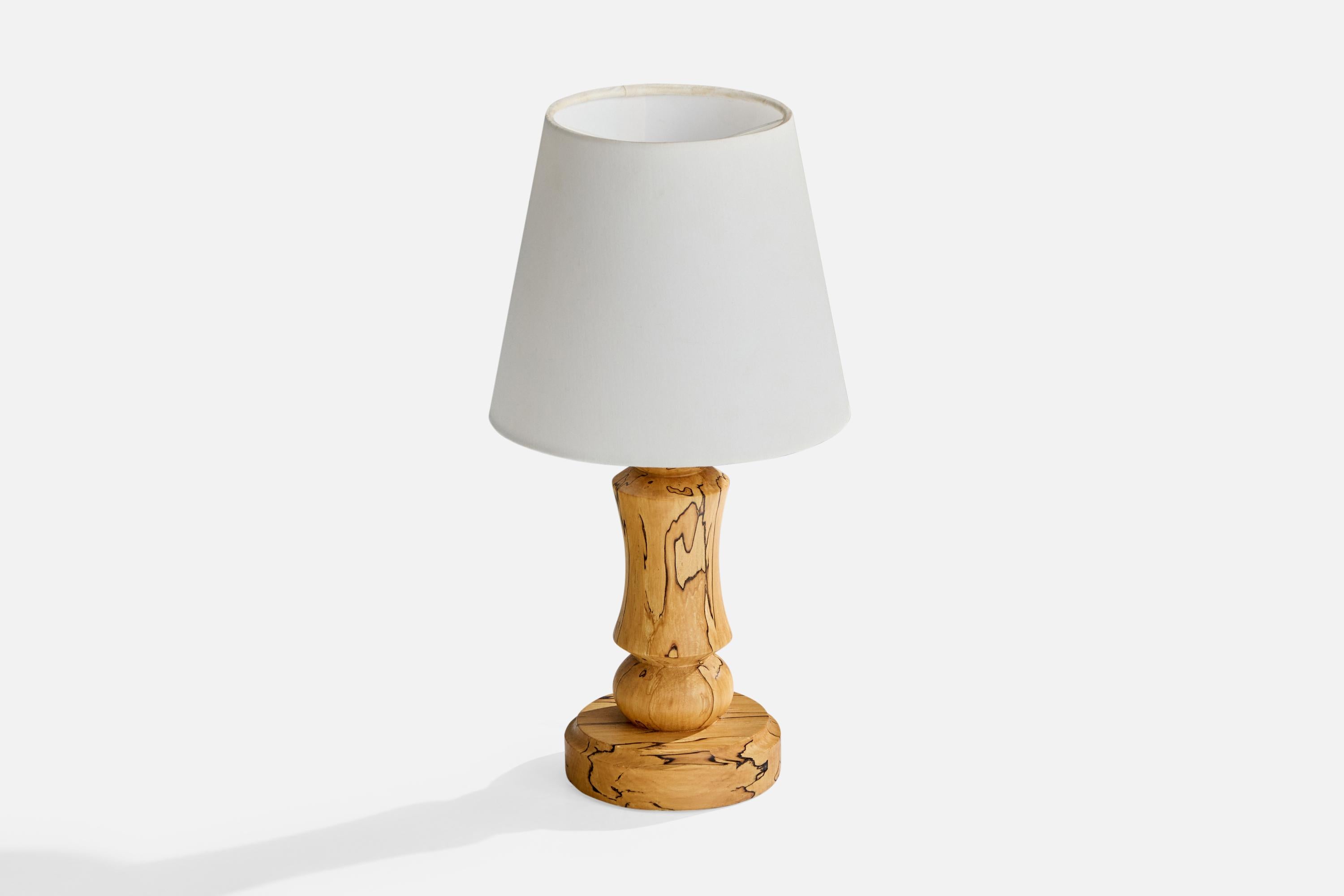 Mid-Century Modern Swedish Designer, Table Lamp, Birch, Sweden, 1970s For Sale