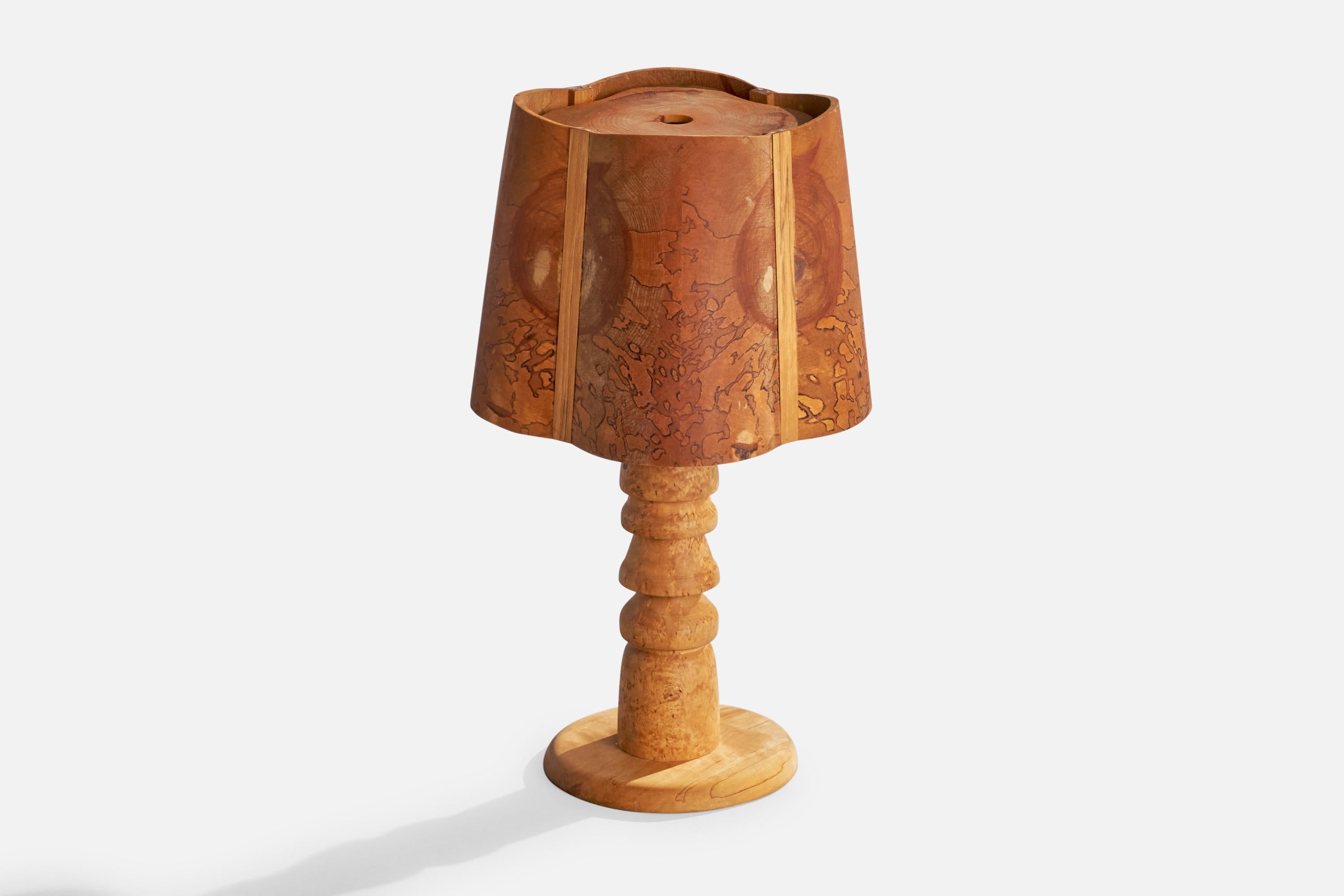 Late 20th Century Swedish Designer, Table Lamp, Birch, Sweden, 1970s For Sale