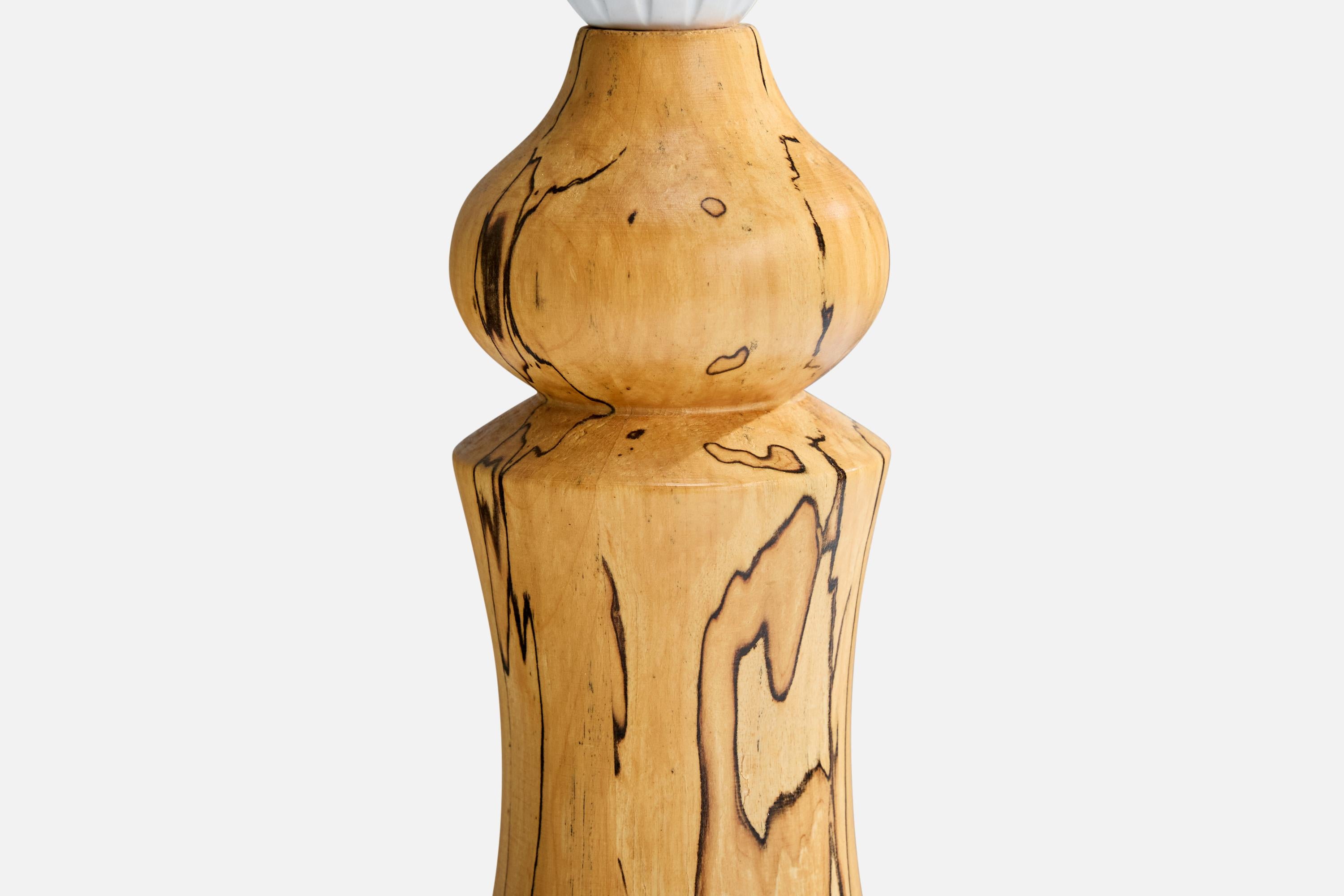 Swedish Designer, Table Lamp, Birch, Sweden, 1970s In Good Condition For Sale In High Point, NC