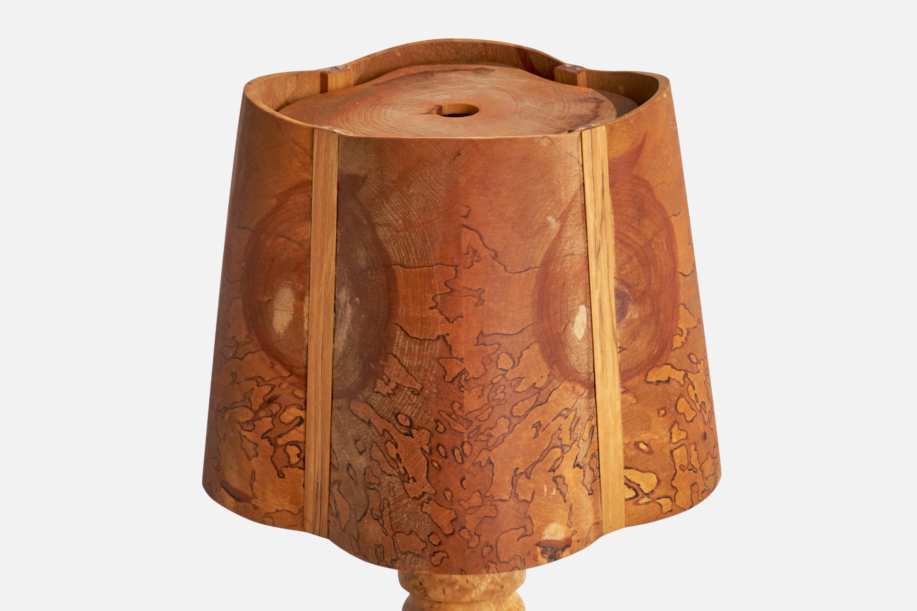 Swedish Designer, Table Lamp, Birch, Sweden, 1970s For Sale 1