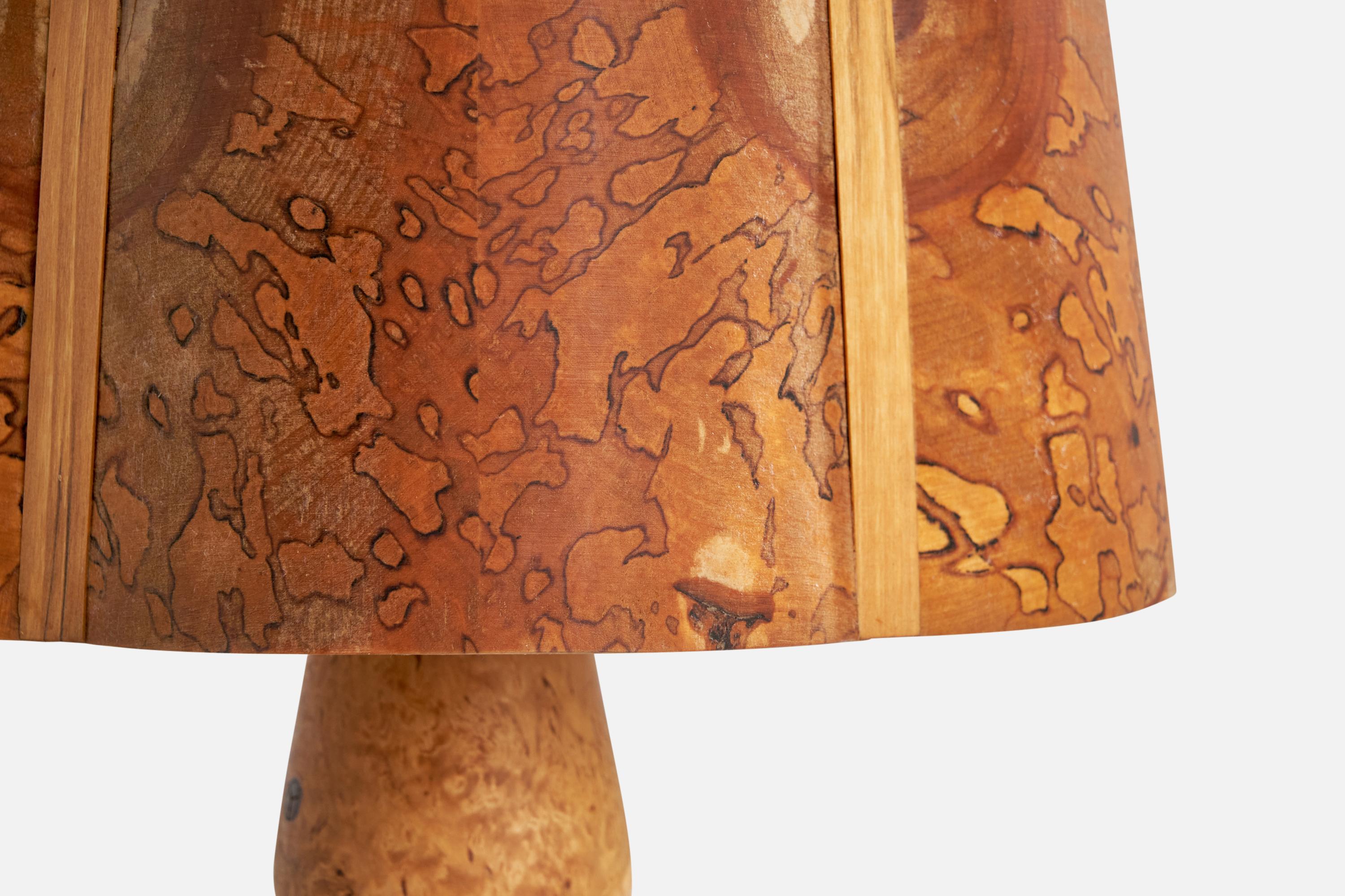 Swedish Designer, Table Lamp, Birch, Sweden, 1970s For Sale 4