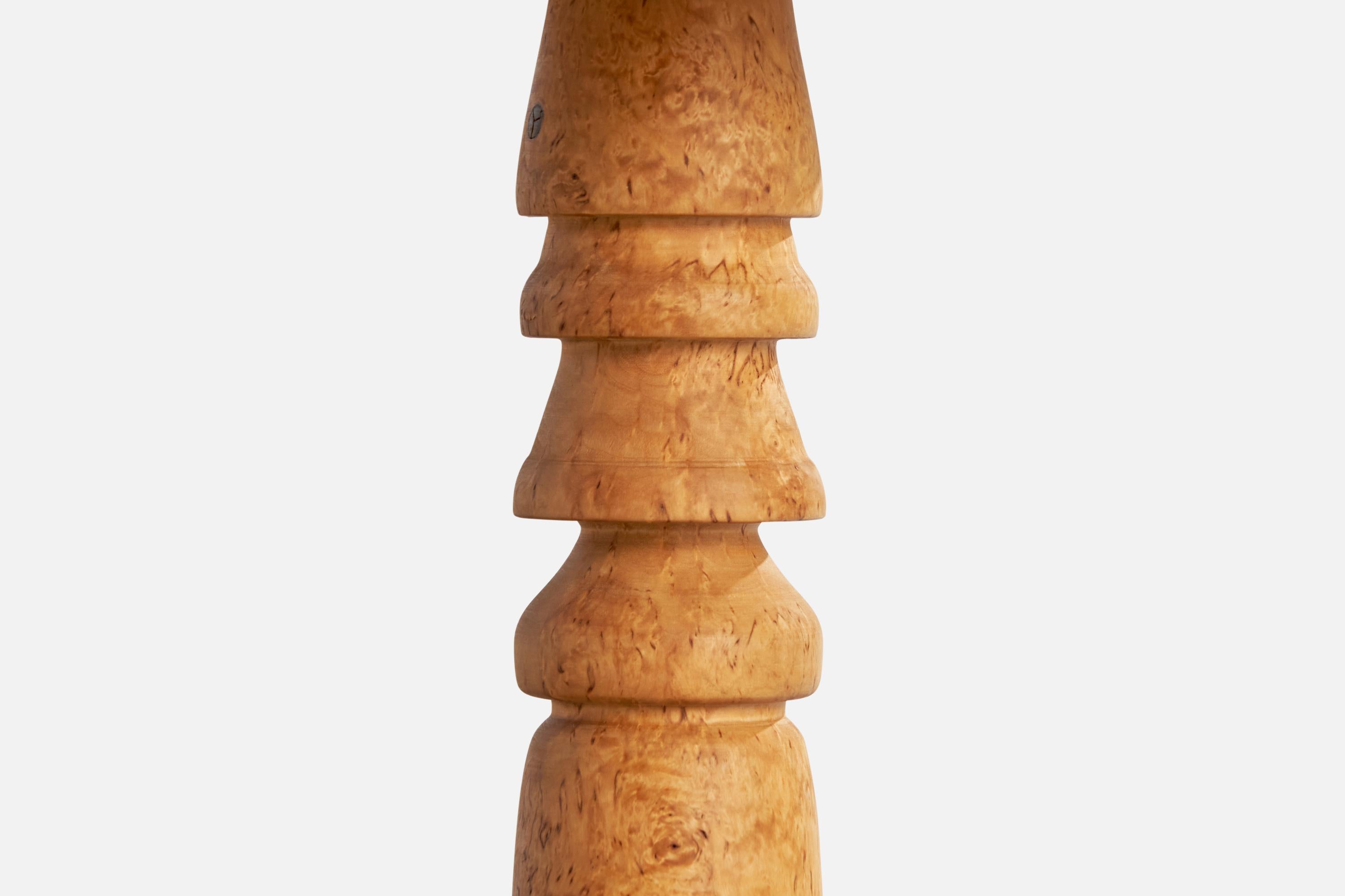 Swedish Designer, Table Lamp, Birch, Sweden, 1970s For Sale 5