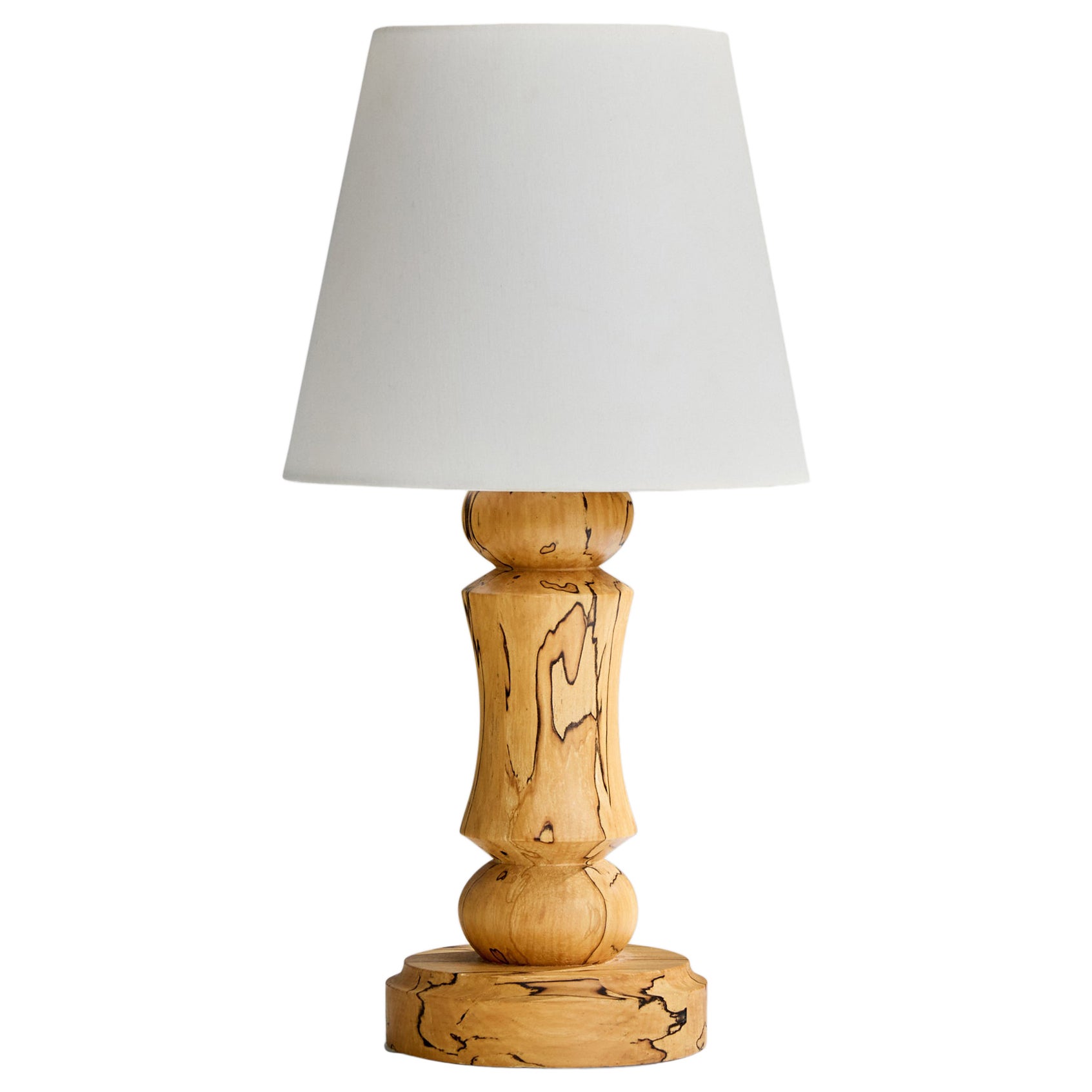 Swedish Designer, Table Lamp, Birch, Sweden, 1970s
