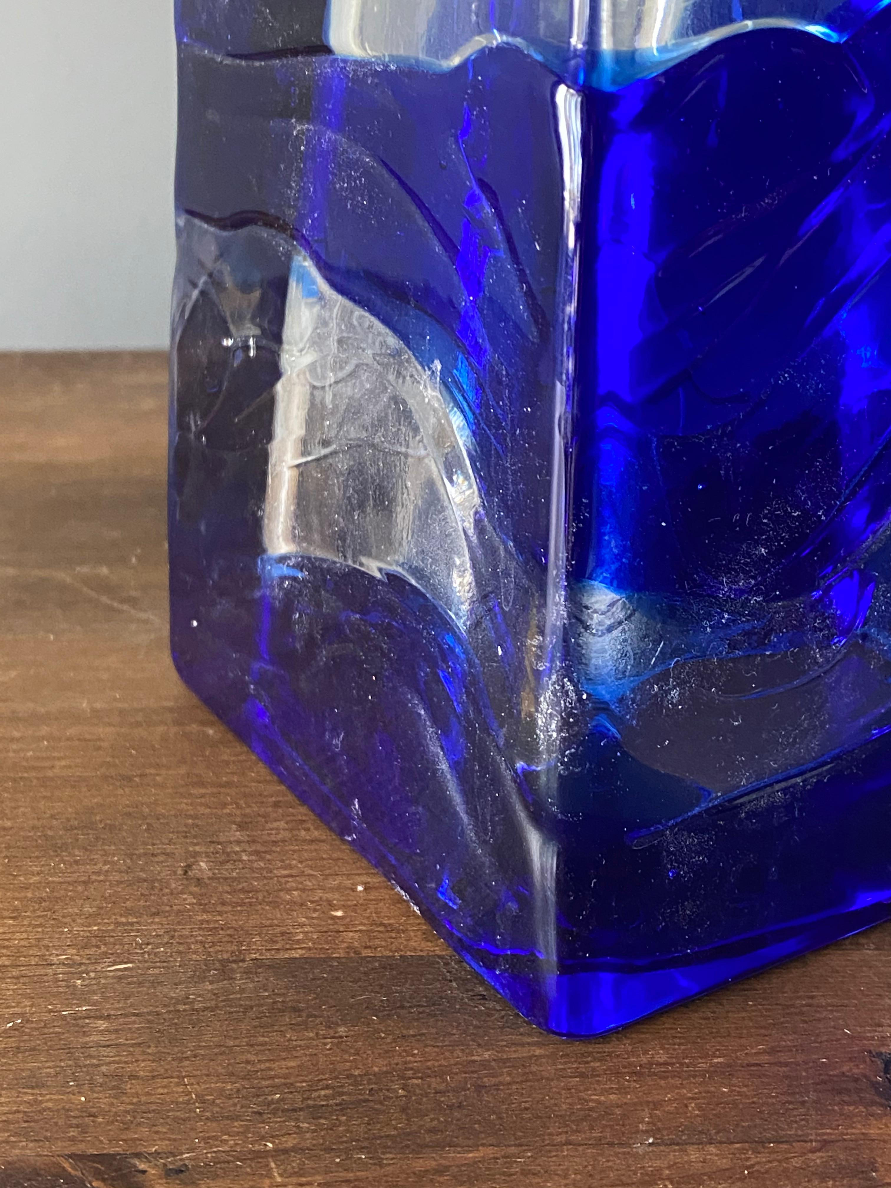 Swedish Designer, Table Lamp, Blue Colored Glass, Sweden, 1960s In Good Condition In High Point, NC