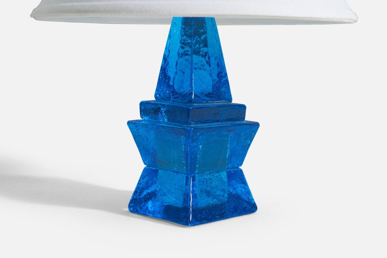 Swedish Designer, Table Lamp, Blue Glass, Sweden, 1960s For Sale 1
