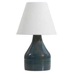 Swedish Designer, Table Lamp, Blue-Glazed Stoneware, 1960s