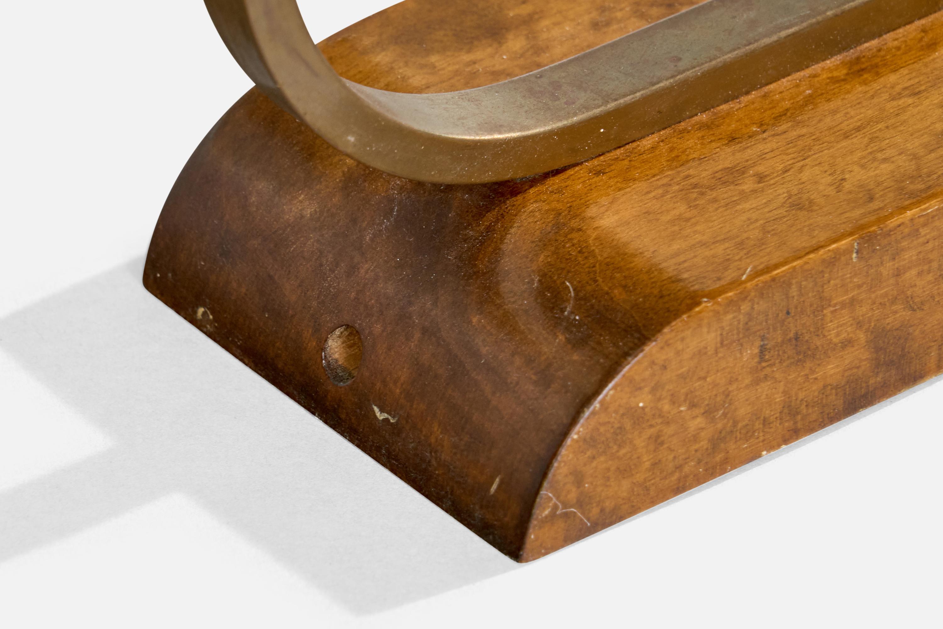 Designer suédois, lampe de bureau, laiton, bouleau, verre, Suède, années 1930 en vente 3