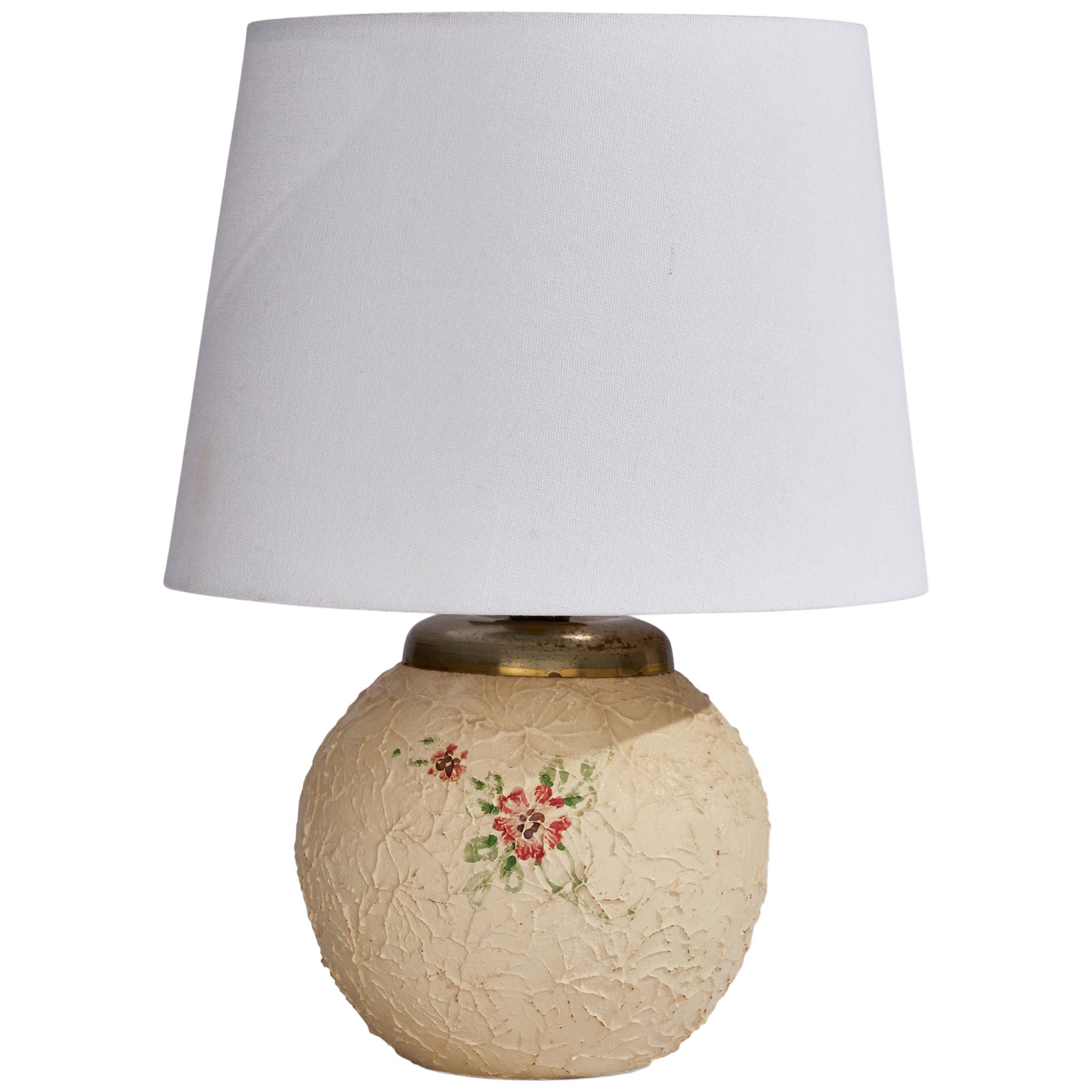 Swedish Designer, Table Lamp, Brass, Ceramic, Sweden, 1920s