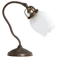 Swedish Designer, Table Lamp, Brass, Copper, Glass, Sweden 1920s