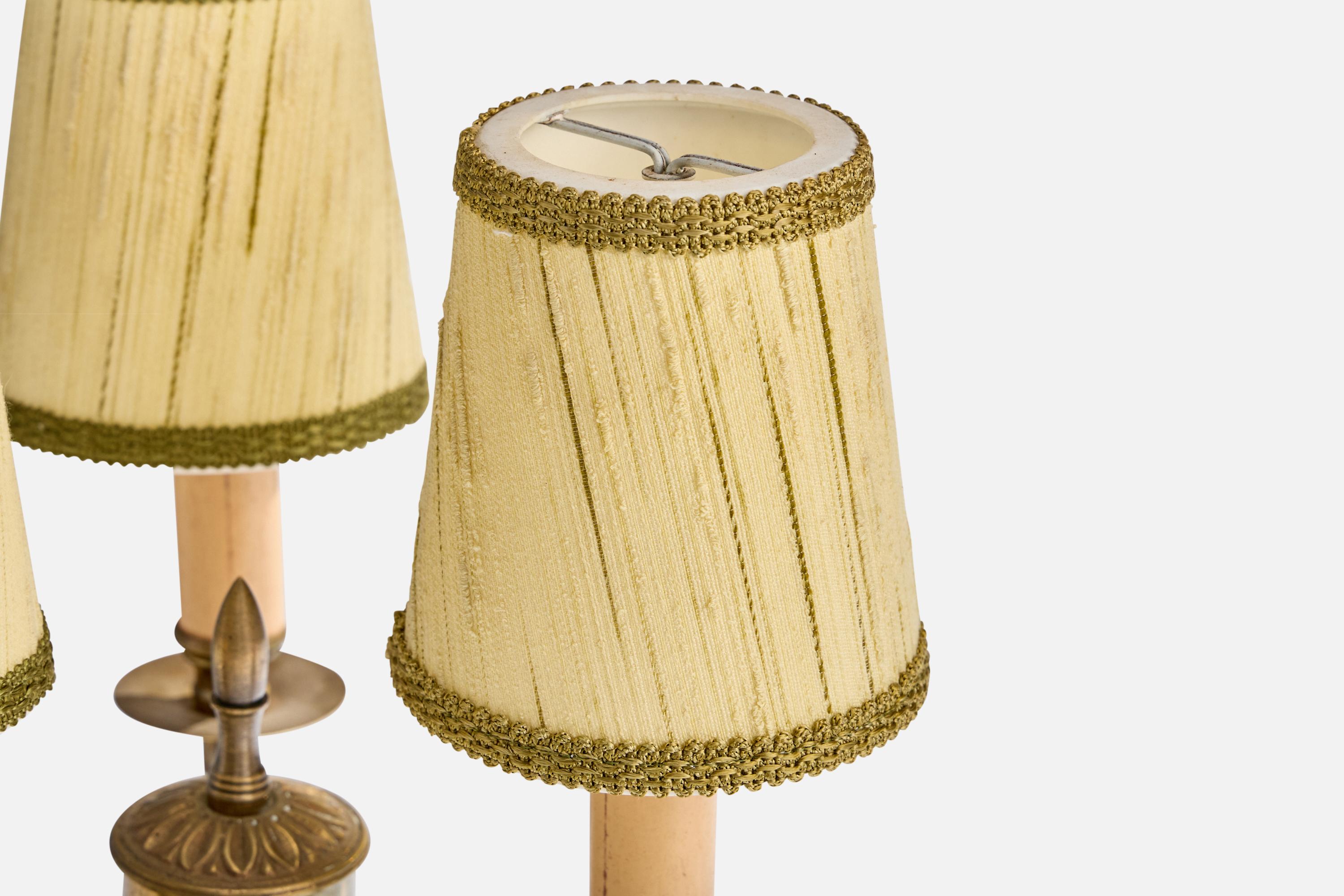 Schwedischer Designer, Tischlampe, Messing, Stoff, Bakelit, Schweden, 1930er Jahre im Angebot 2