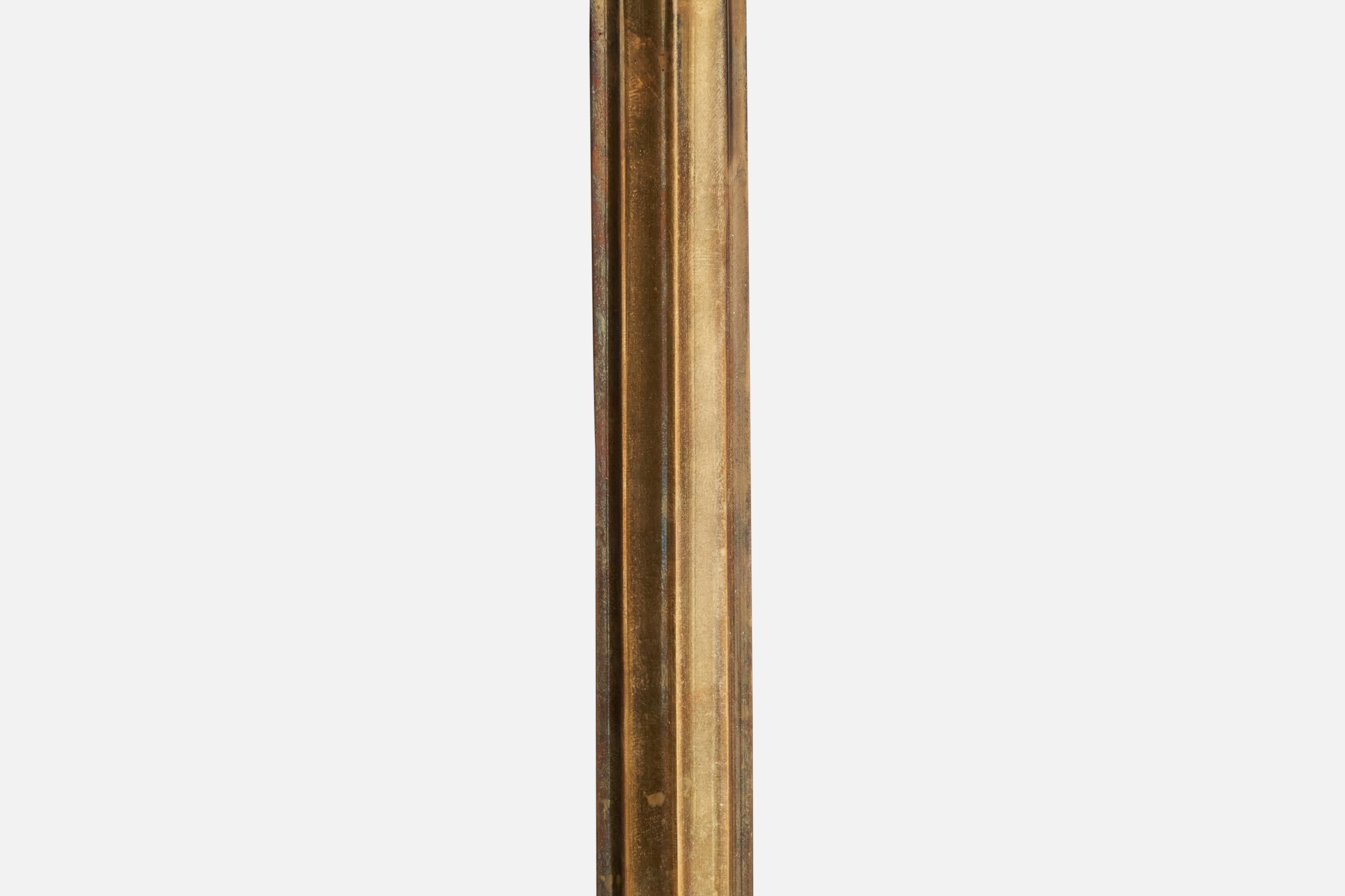 Swedish Designer, Table Lamp, Brass, Fabric, Sweden, 1920s For Sale 1