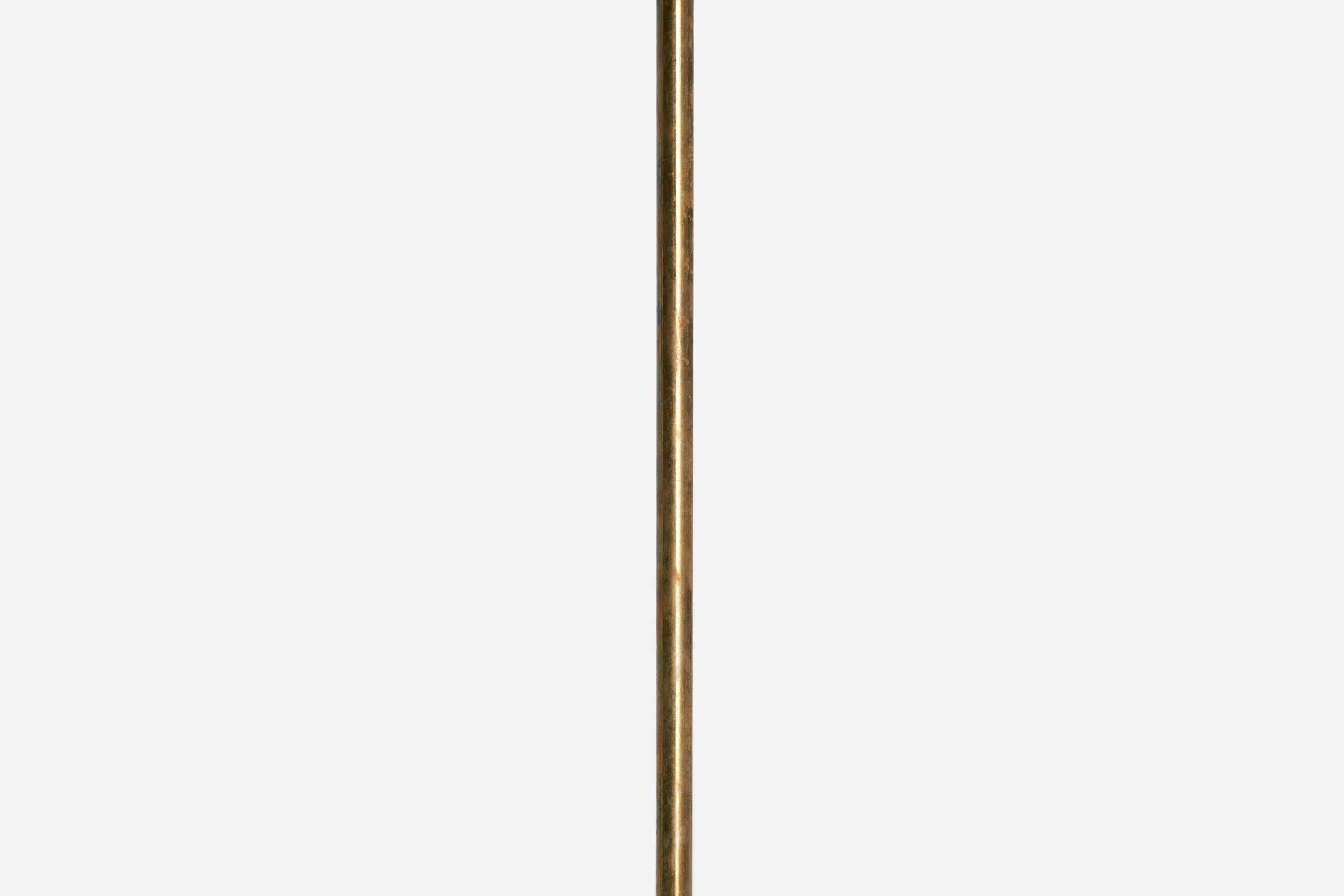 Mid-20th Century Swedish Designer, Table Lamp, Brass, Fabric, Sweden, 1940s For Sale